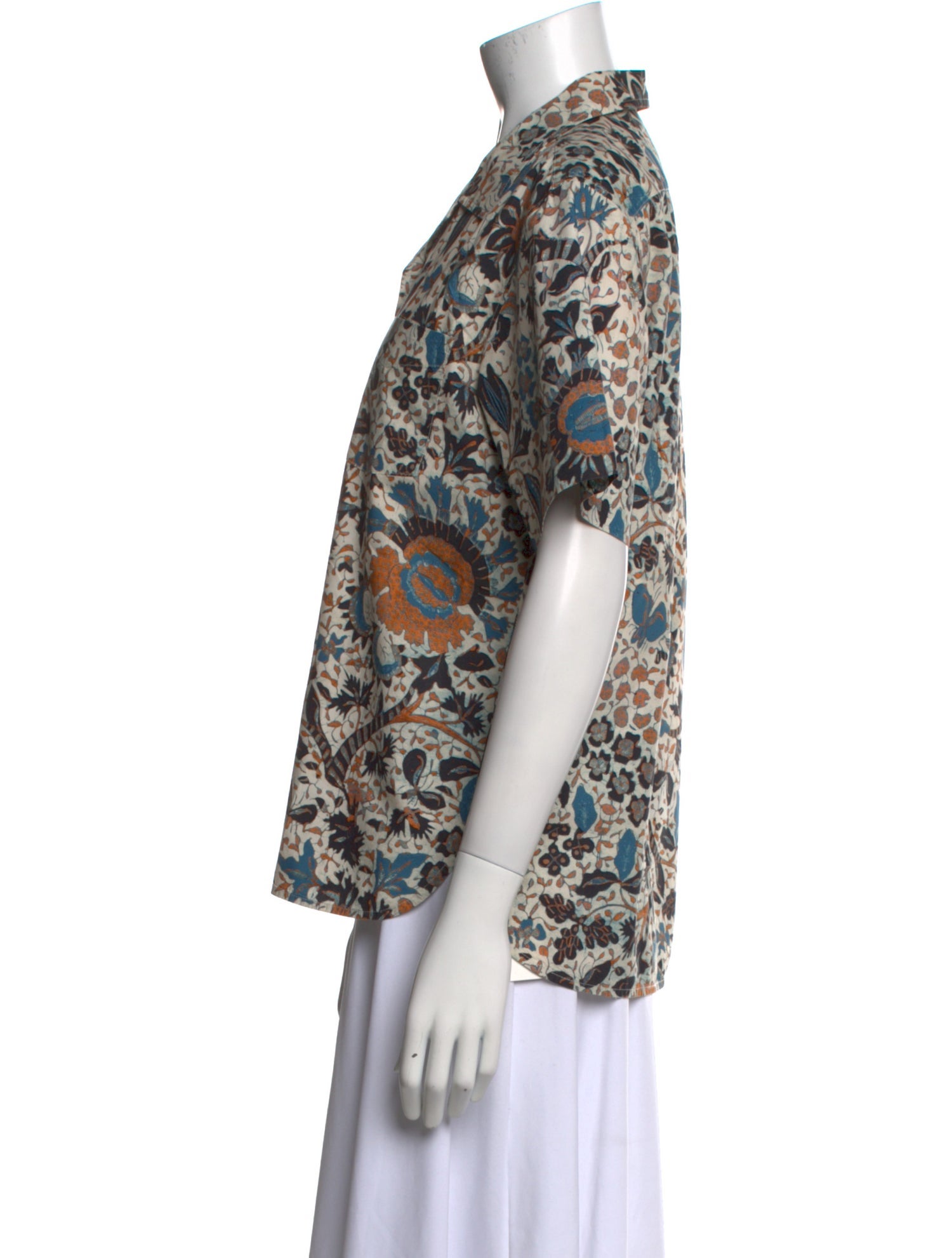 Ulla Johnson Printed Short Sleeve Button-Up Top